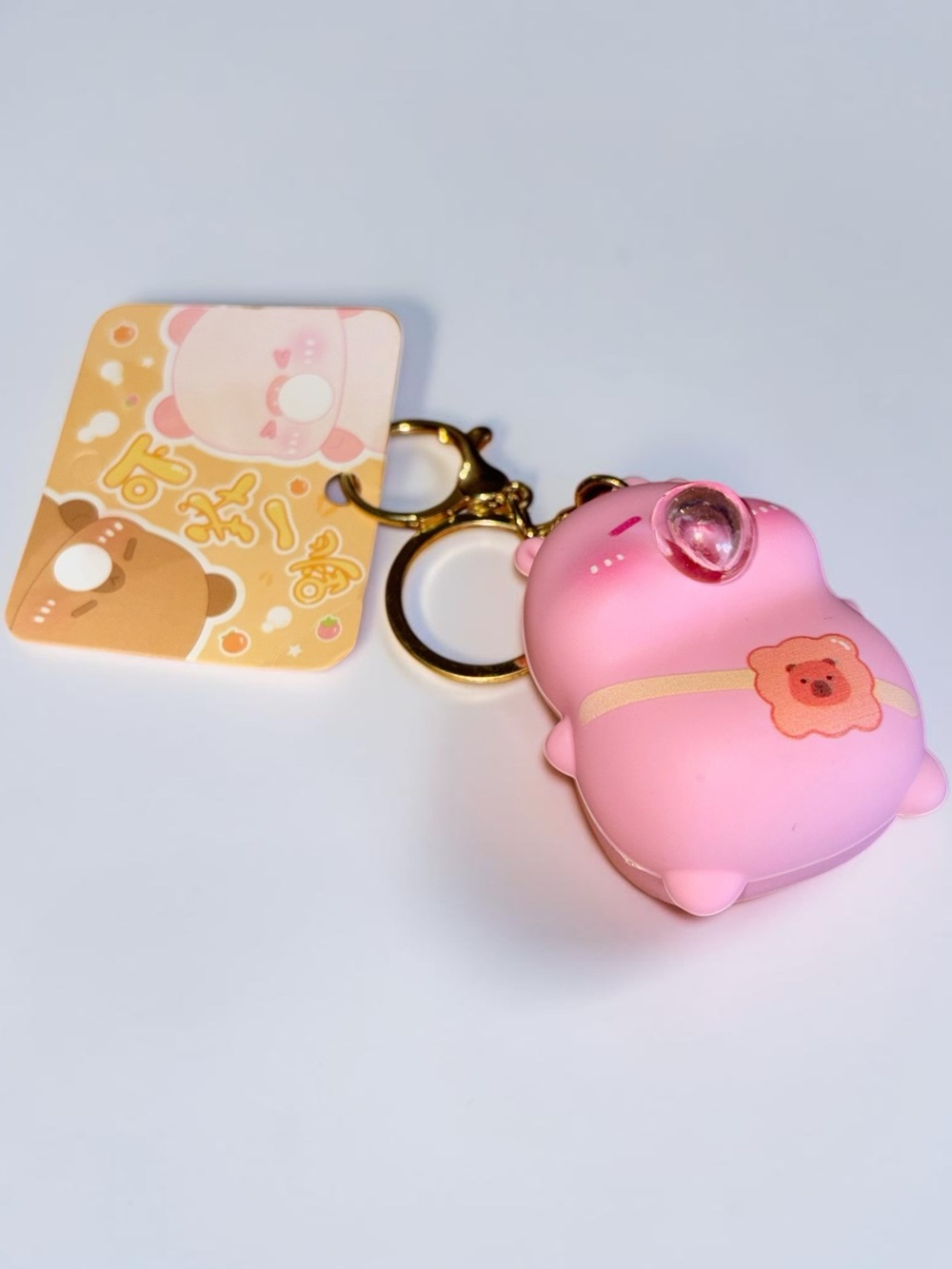 Pink 3D Anti-stress Capybara Bubble Blowing Squishy Keychain